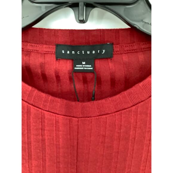 Sanctuary Women's Medium Red The It Girl Ribbed Knit Crop Top Twist Front G4-9 - Picture 5 of 11